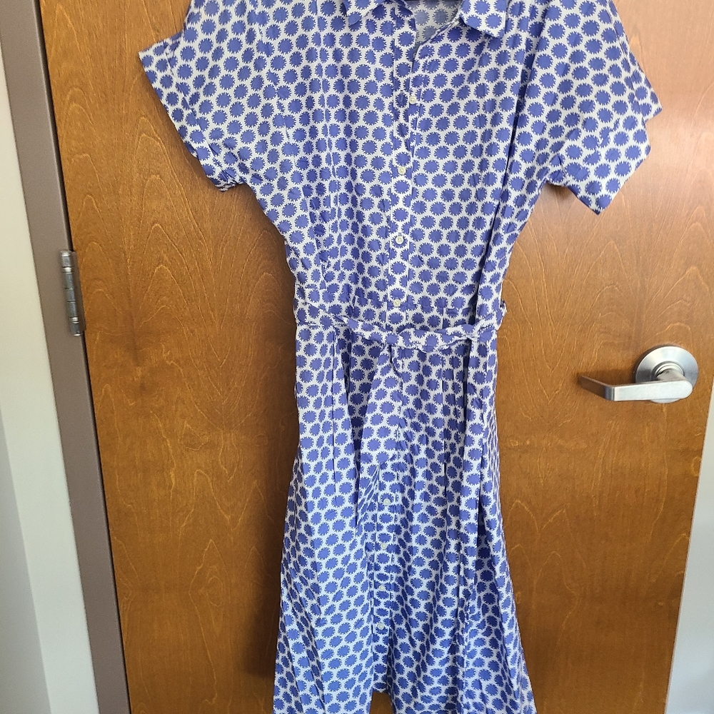 Talbots Dolman Sleeve Blue Shirt Dress 16